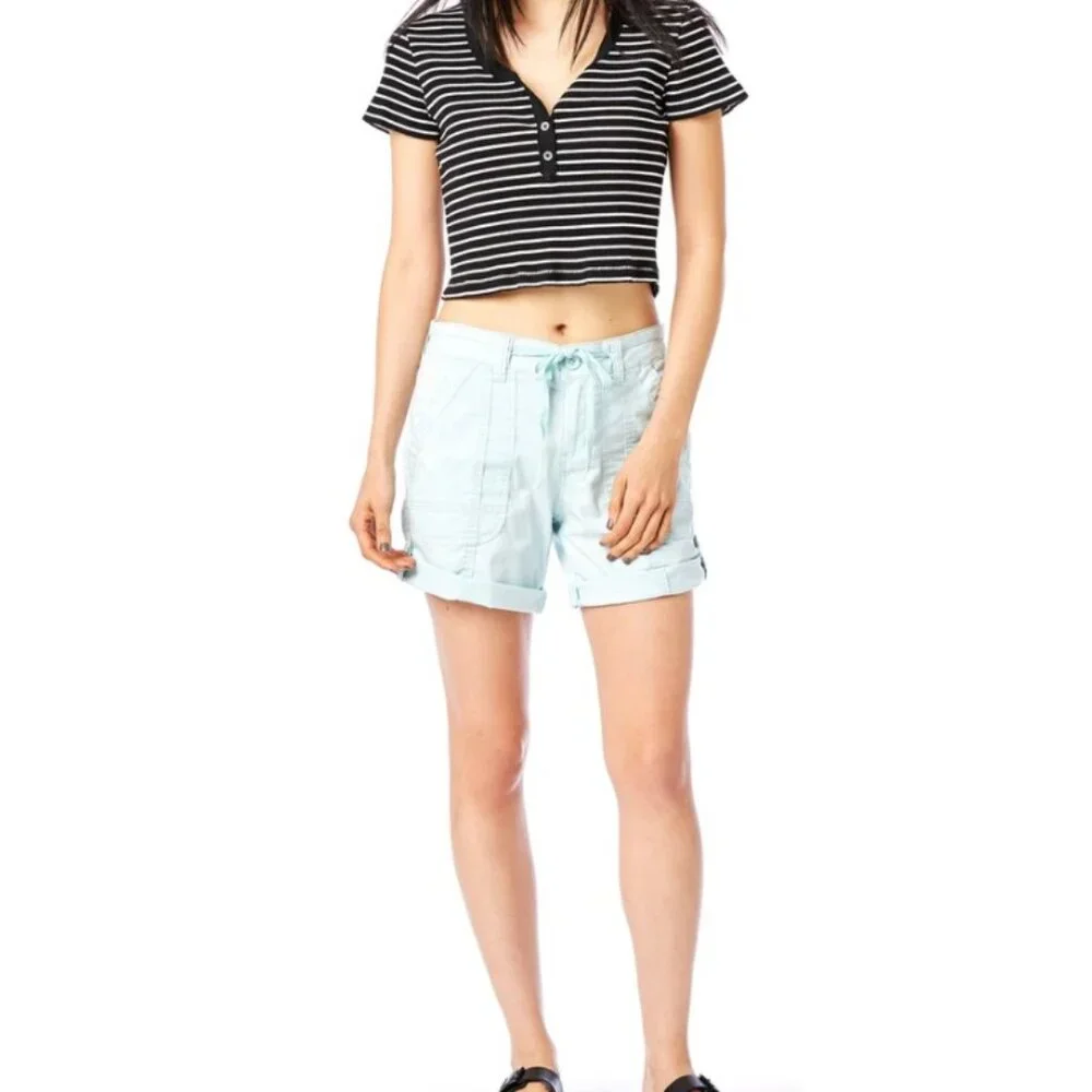 NWT UNIONBAY 22W Plus Size Mint Utility Shorts Drawstring Roll Cuff Stretch